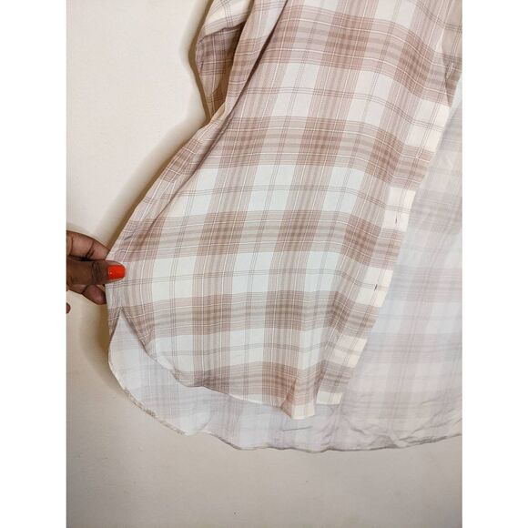 Aritzia Wilfred Alma Brown and Cream Silk Plaid Button Down Shirt Women's Size S - Picture 10 of 13